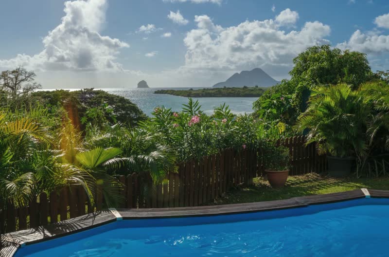 Le jardin tropical, la piscine et le rocher du Diamant